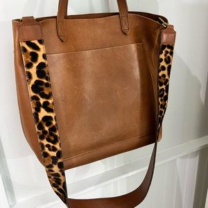 Madewell - Medium Transport Tote with Leopard Strap